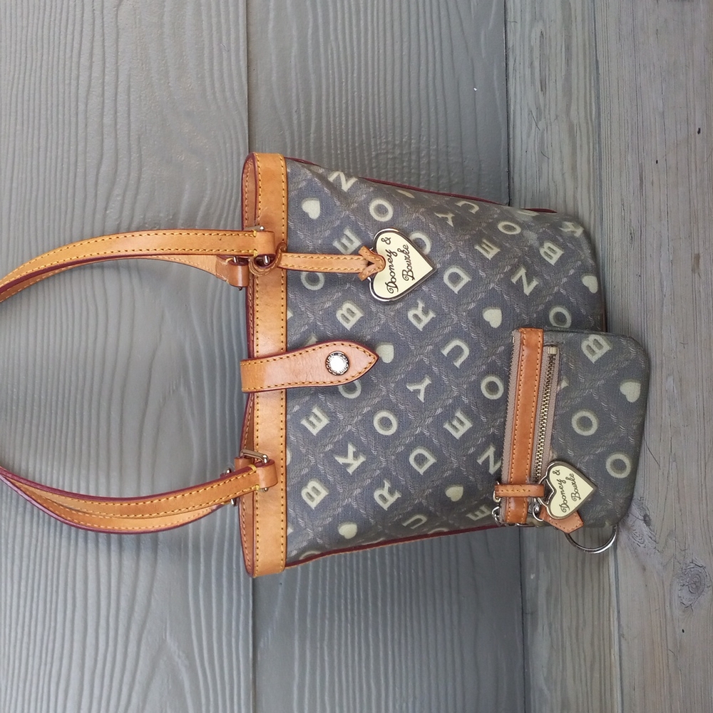 🤎 Dooney & Bourke Vintage Coated Cotton Leather Crossword Tote Bag & Wallet 🤎